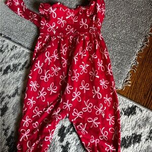 The Beaufort Bonnet Company Red Bow Print Bodysuit